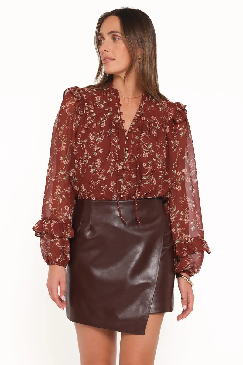 Blusa Babado Elanira Rust Floral - foto 2