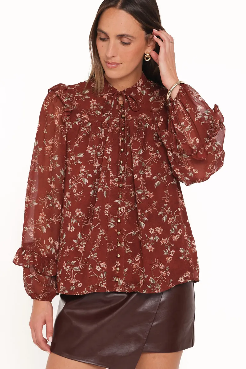 Blusa Babado Elanira Rust Floral - foto 3