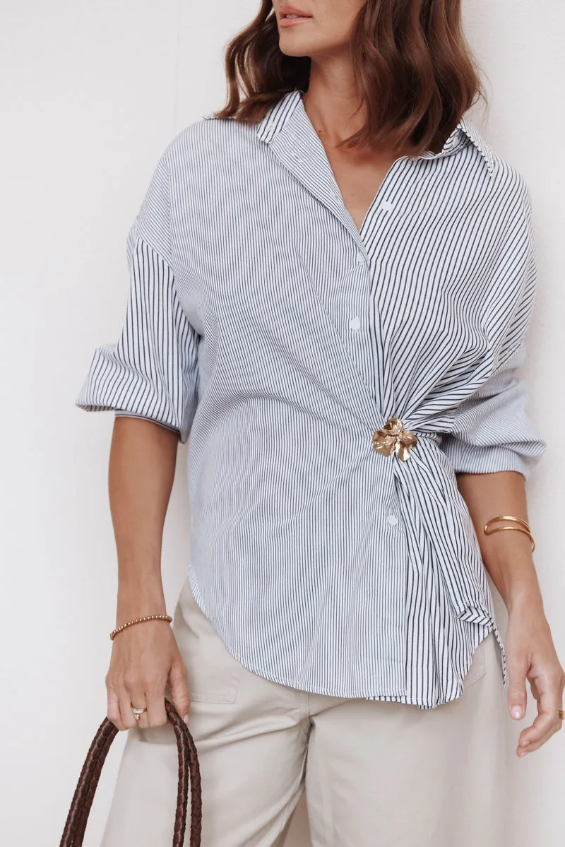 Blusa Elva Oversized Preto Listrado - foto 1