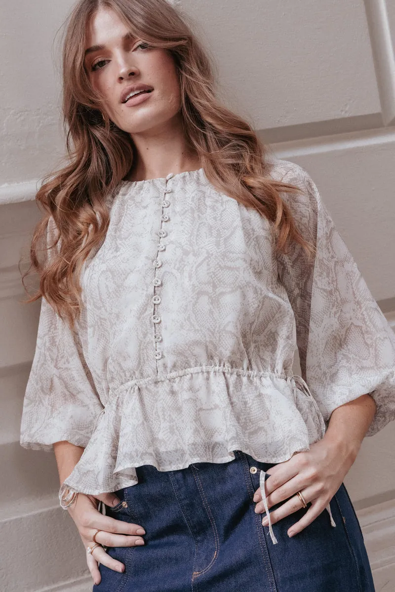 Blusa Ethelinda Drawcord Waist Snake Estampado - foto 1