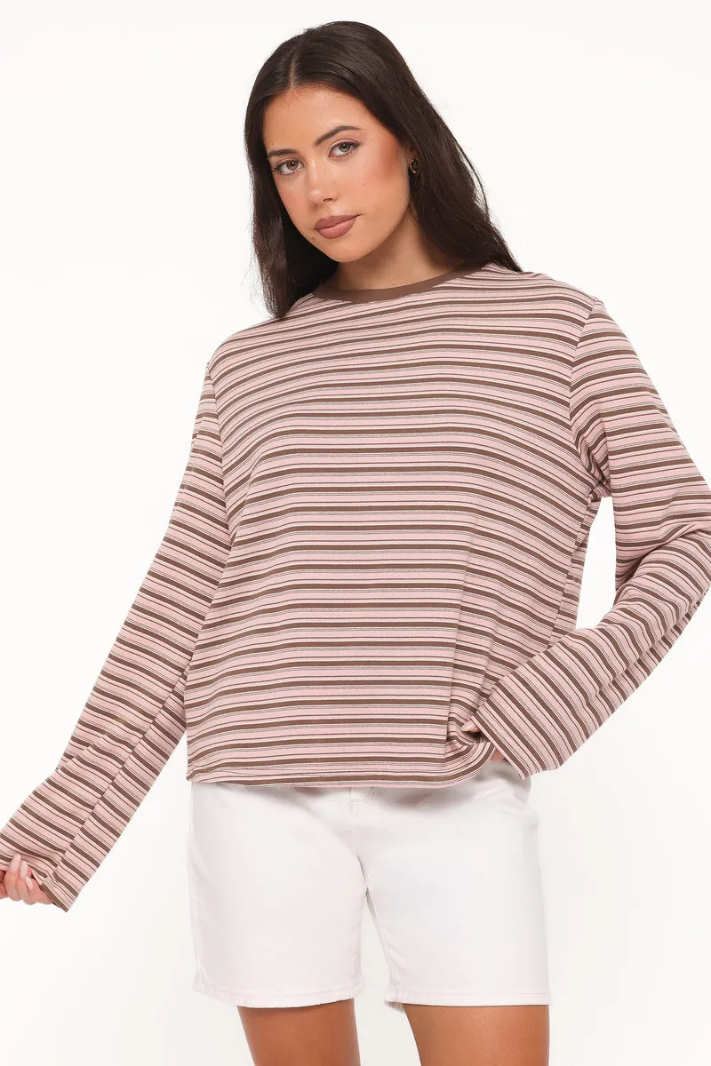 Blusa Manga Longa Ruva Chocolate Rosa Listrado - foto 1