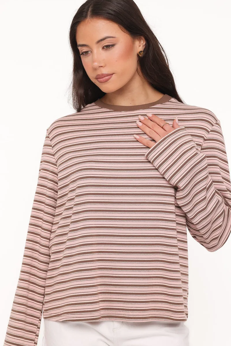 Blusa Manga Longa Ruva Chocolate Rosa Listrado - foto 2