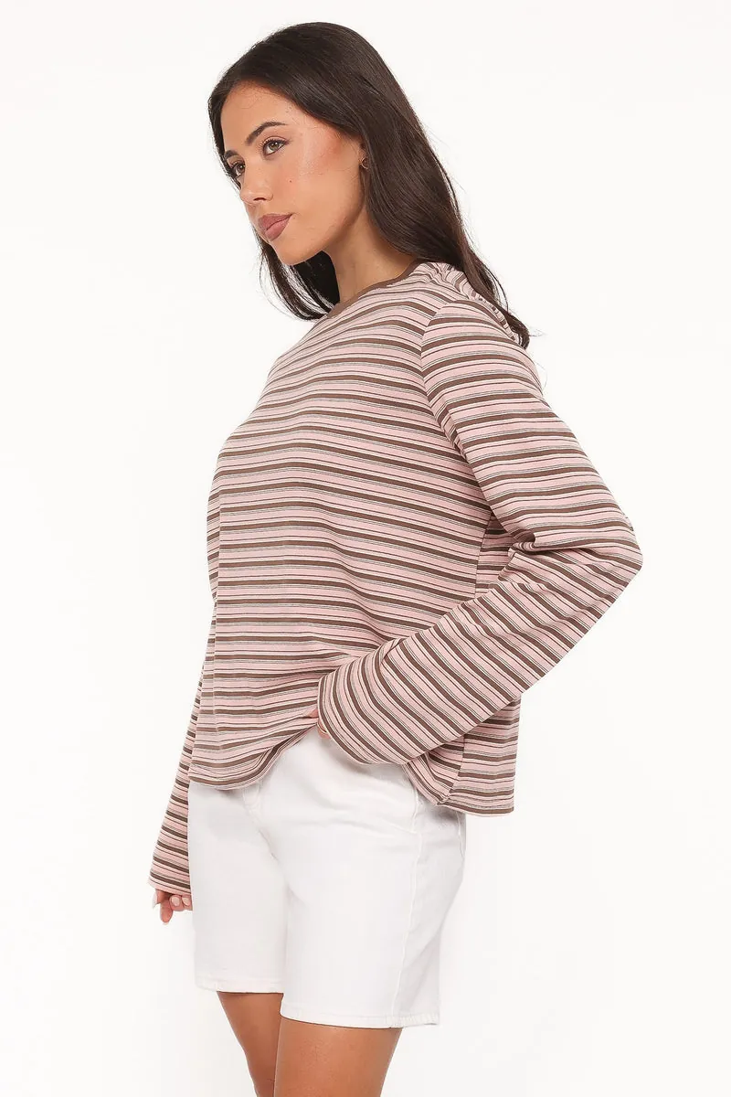 Blusa Manga Longa Ruva Chocolate Rosa Listrado - foto 3