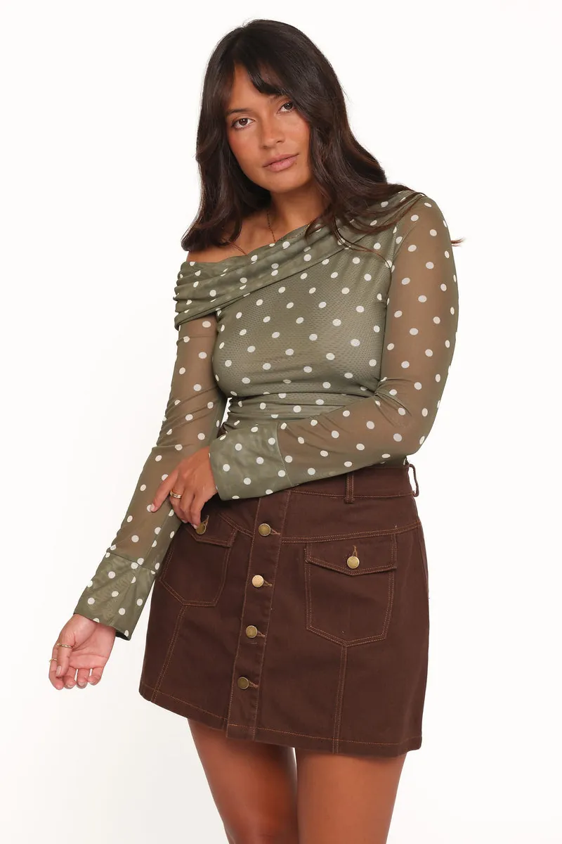 Blusa Ombro a Ombro Ginevra Mesh Verde Poá - foto 2