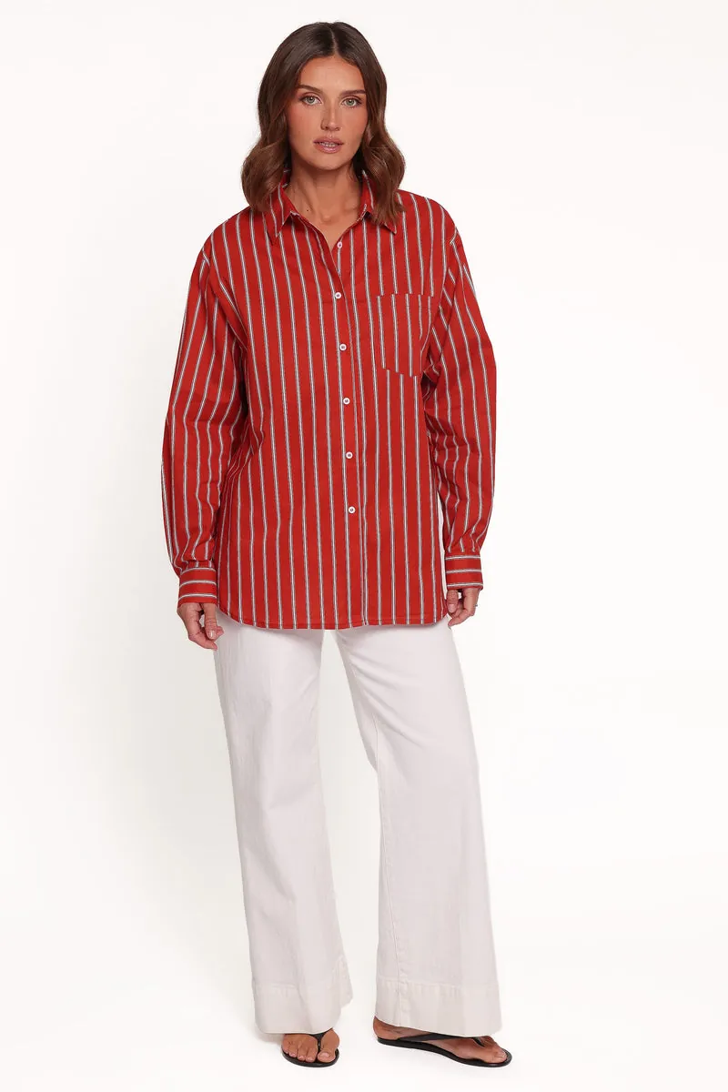 Blusa Palmer Button Down Vermelho Listrado - foto 2