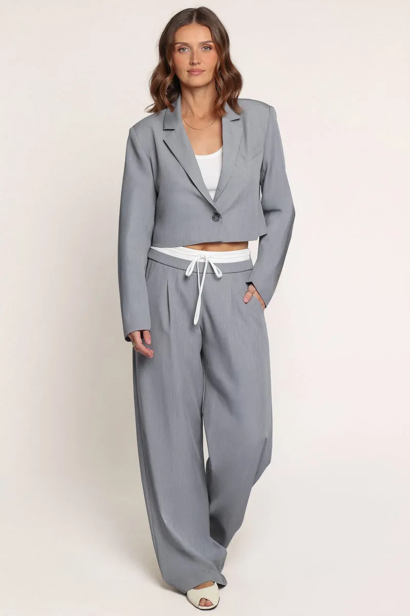 Calça Drapey Double Waistband Relaxed Mescla Cinza - foto 1