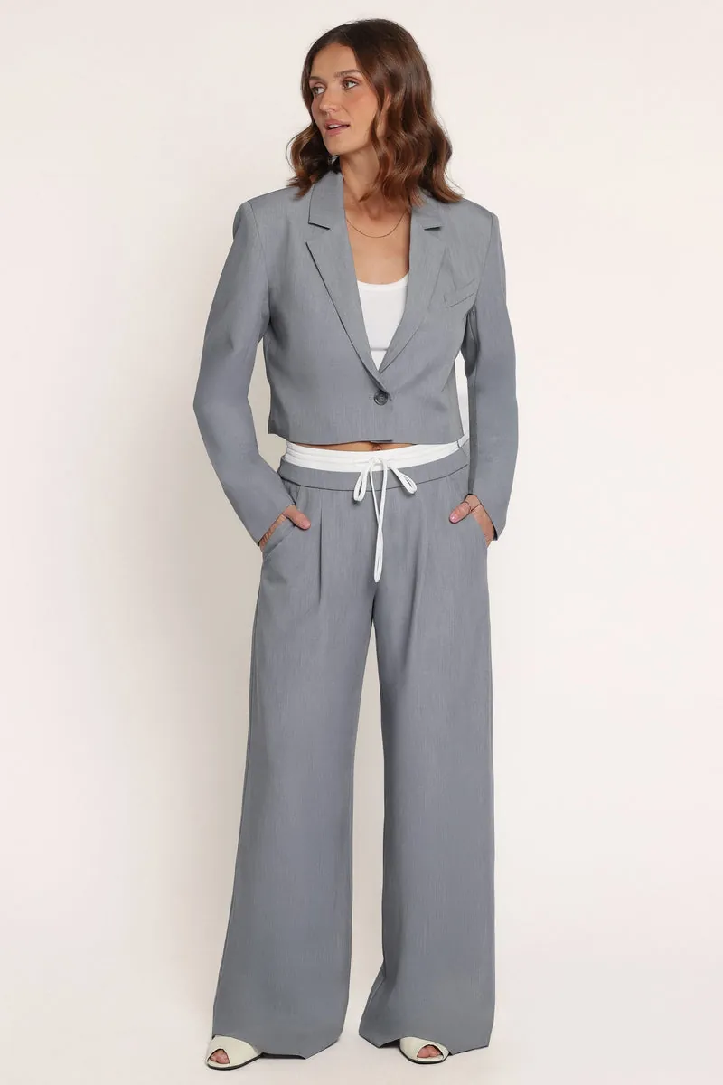 Calça Drapey Double Waistband Relaxed Mescla Cinza - foto 2
