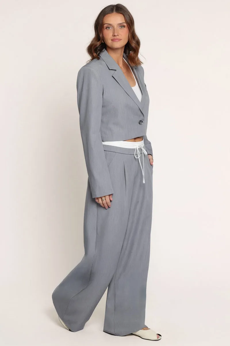 Calça Drapey Double Waistband Relaxed Mescla Cinza - foto 3