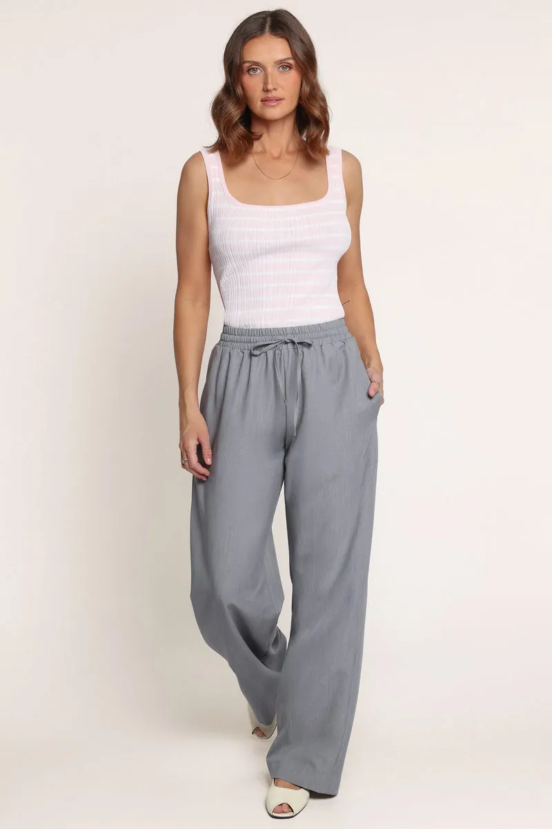 Calça Pantalona Drapey Elastic Waist Mescla Cinza - foto 1