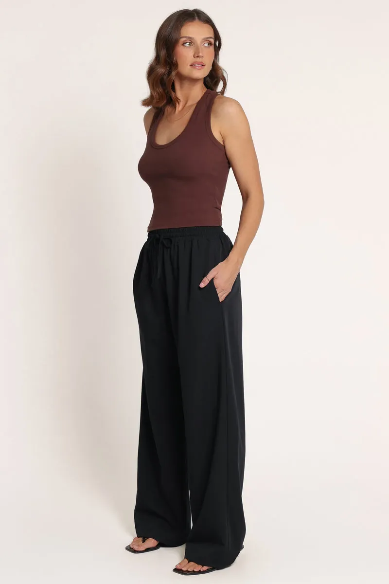 Calça Pantalona Drapey Elastic Waist Preto - foto 3