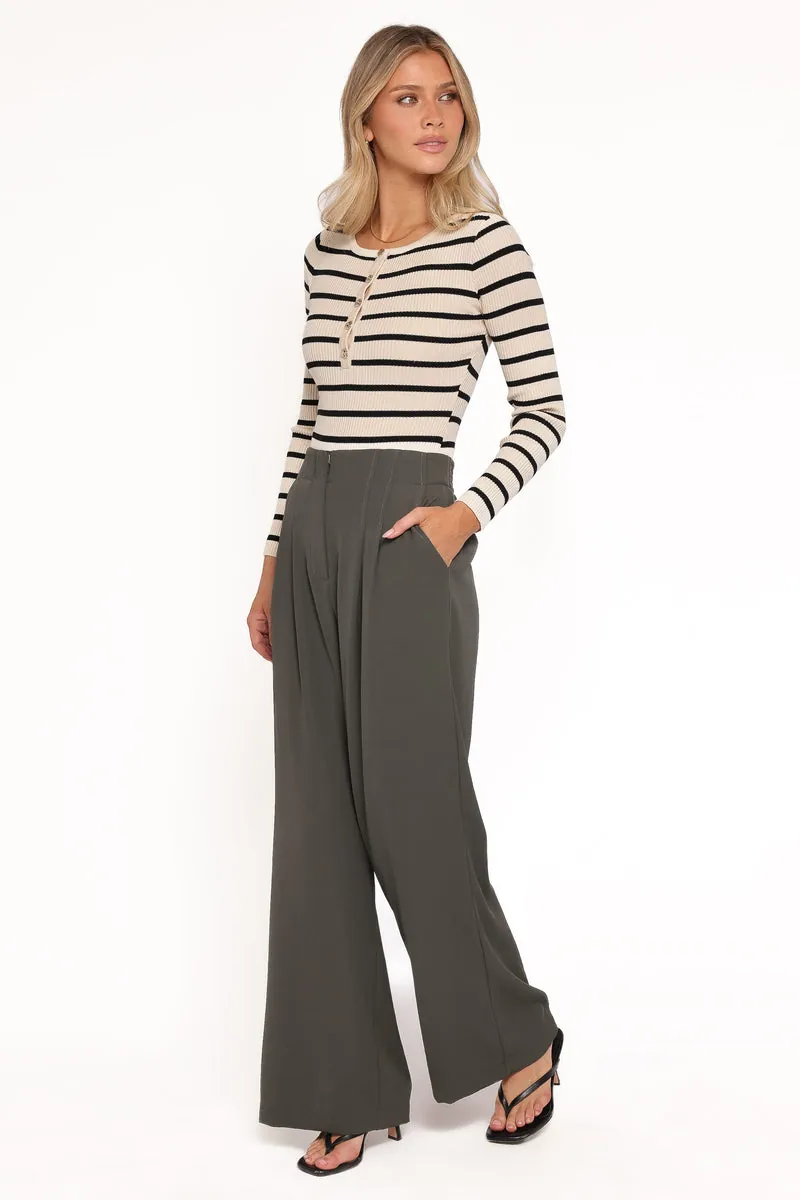 Calça Pantalona Plissado Hayden Escuro Verde-Oliva - foto 3