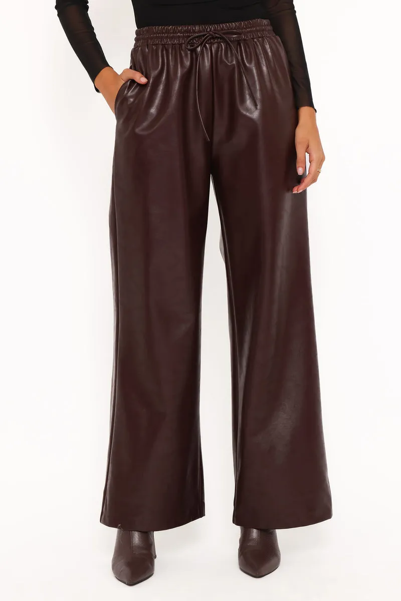 Calça Pantalona Saffron Vegan Leather Bordô - foto 2