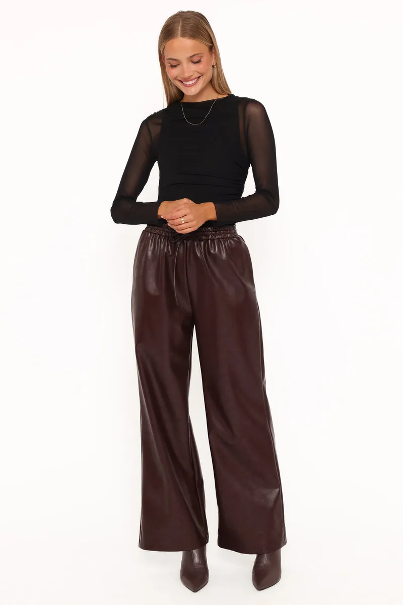 Calça Pantalona Saffron Vegan Leather Bordô - foto 3