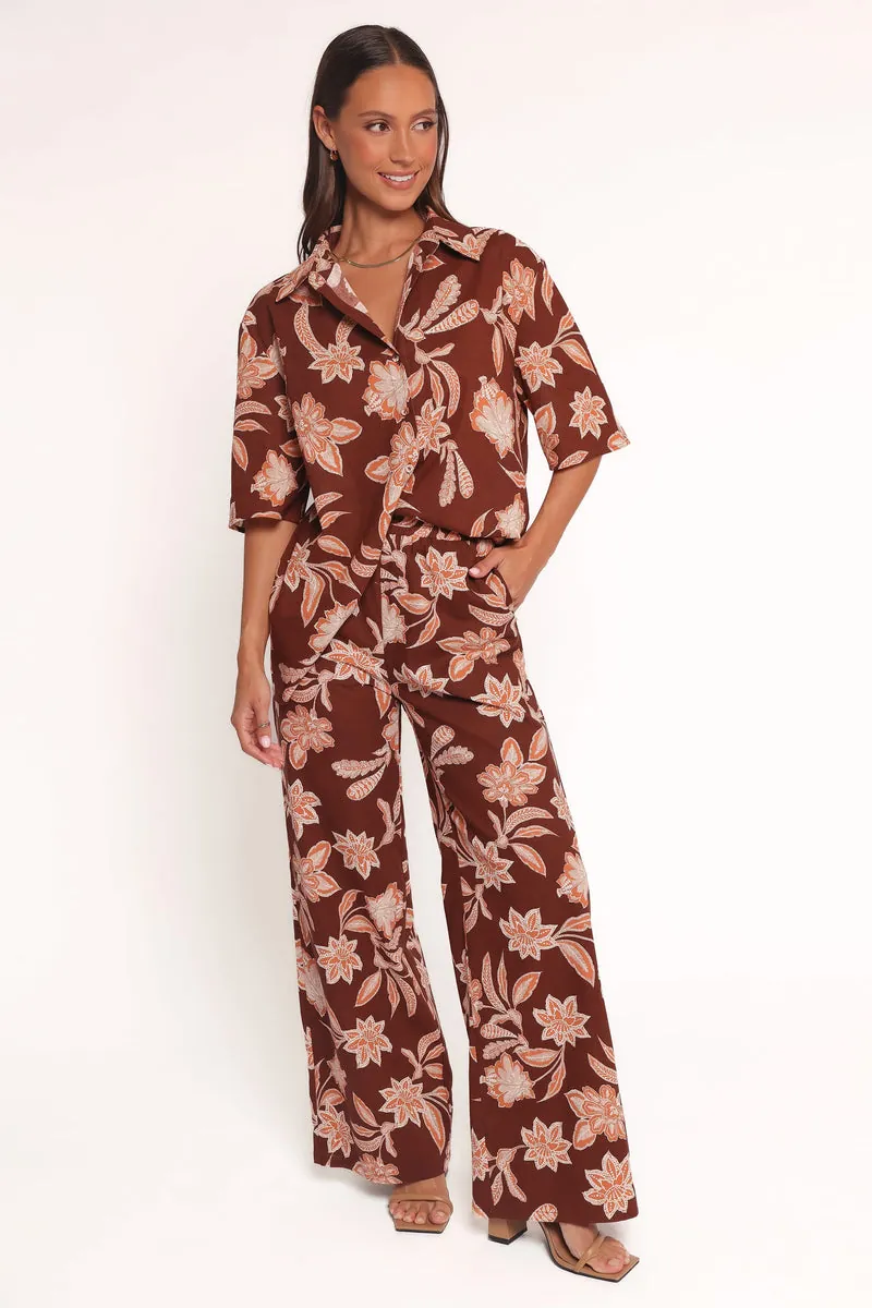 Calça Pantalona Samira Laranja Floral - foto 1