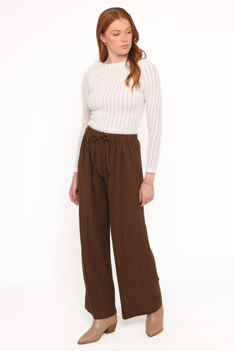 Calça Tricô Plissado Davis Marrom - foto 2