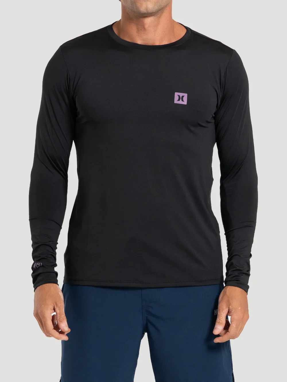 Camiseta UV Surf Hurley Mini Icon Manga Longa Preta - foto 1