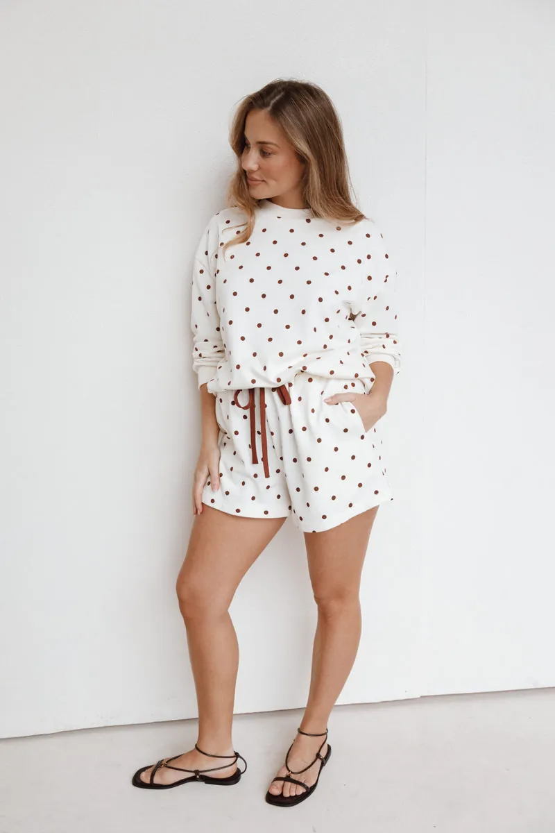 Short Moletom Novie Marrom Poá - foto 1