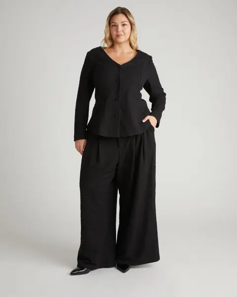Blusa Alfaiataria Statement Ponte Preto Tweed