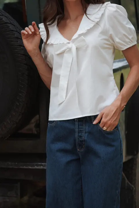Blusa Fleming Frill Collar Branco