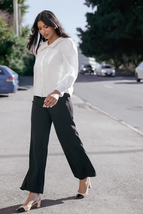 Calça Pantalona Clark Crepe Preto