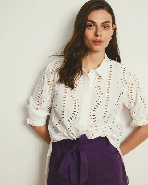 Camisa The Embroidered Artist Oversized Poplin Branco