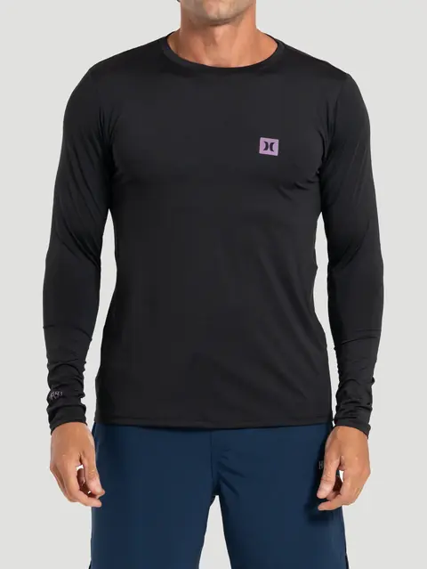 Camiseta UV Surf Hurley Mini Icon Manga Longa Preta