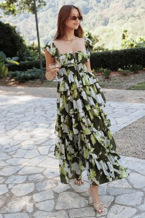 Vestido Longo Belle Verde Floral