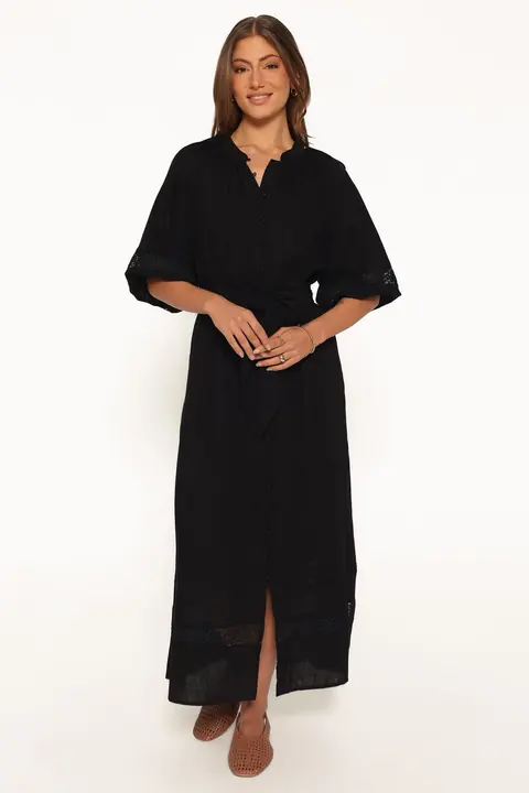 Vestido Longo Manga Longa Decosta Preto