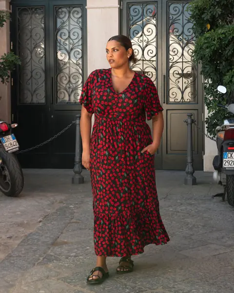 Vestido Ravello Liquid Jersey Very Cherry Estampado