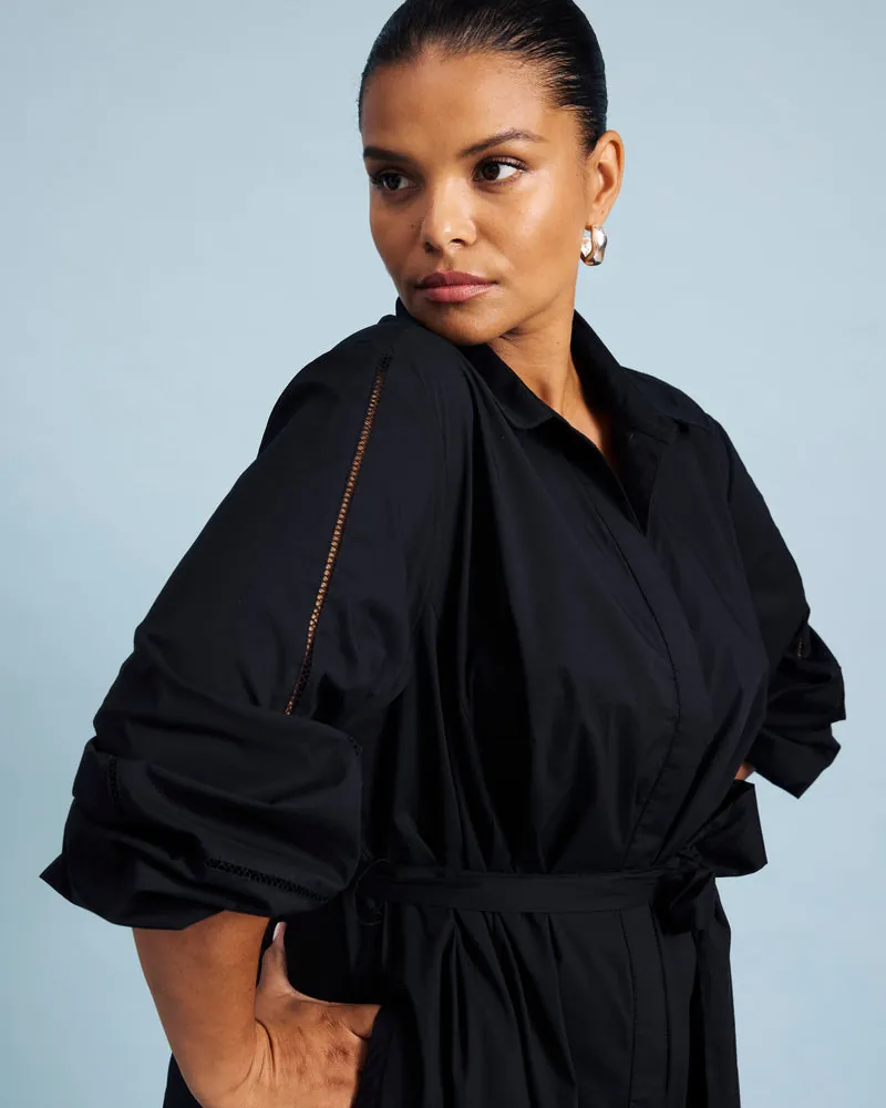 Vestido Chemise Claire Stretch Poplin Preto - foto 2