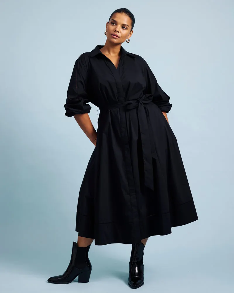 Vestido Chemise Claire Stretch Poplin Preto - foto 3