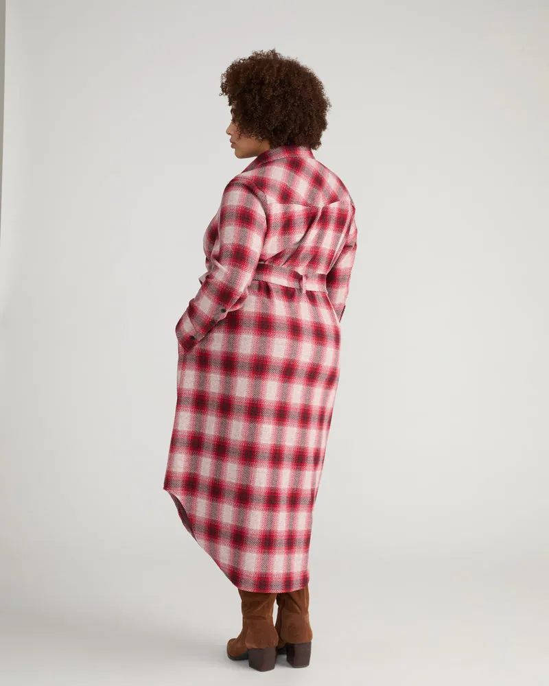 Vestido Chemise Morgan Belted Stretch Flannel Kent Xadrez - foto 3