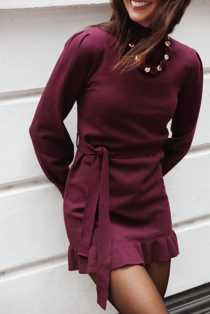Vestido Curto Babado Londyn Sweater Cherry - foto 1