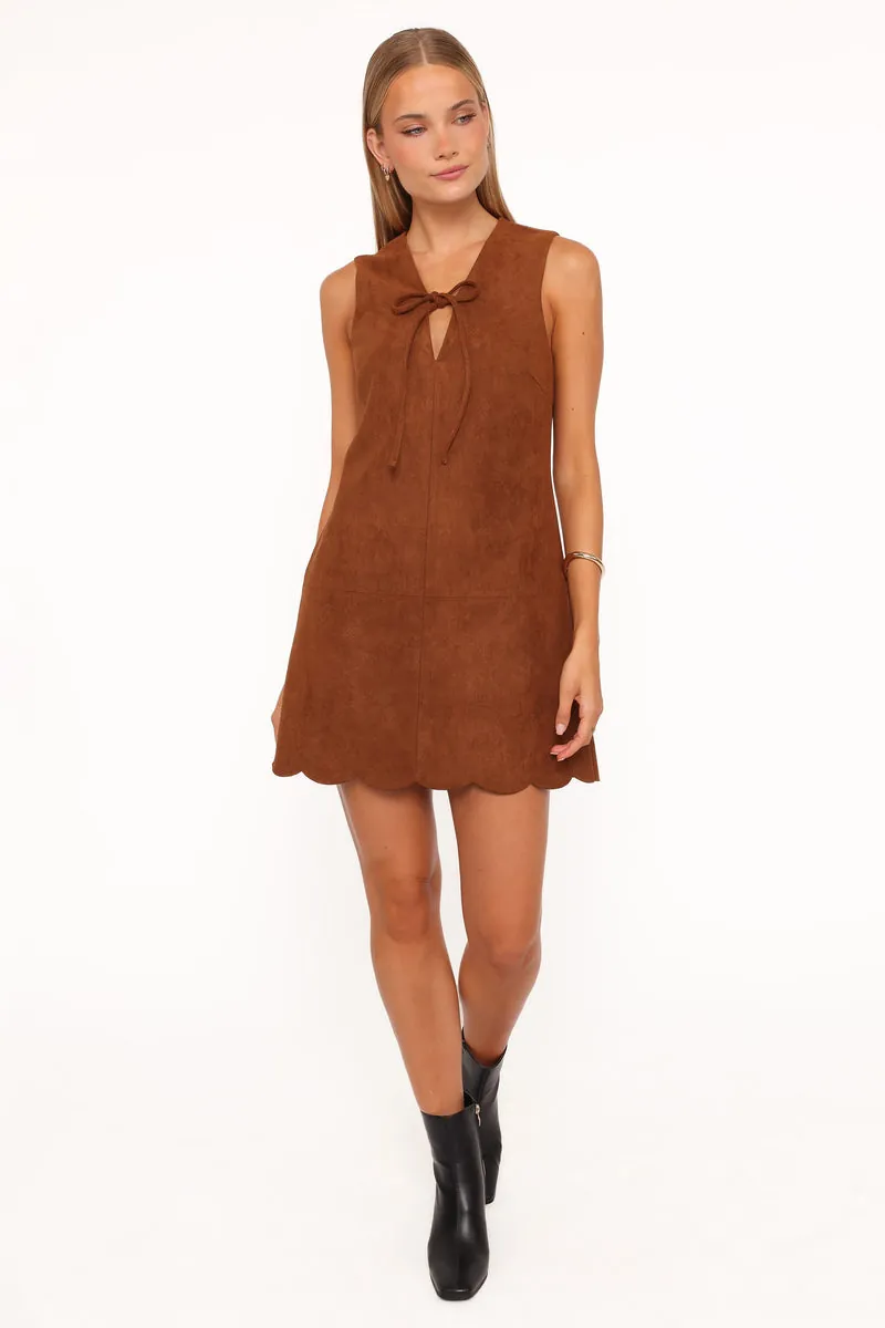 Vestido Curto Jonty Scallop Hem Cobre Caramelo - foto 3