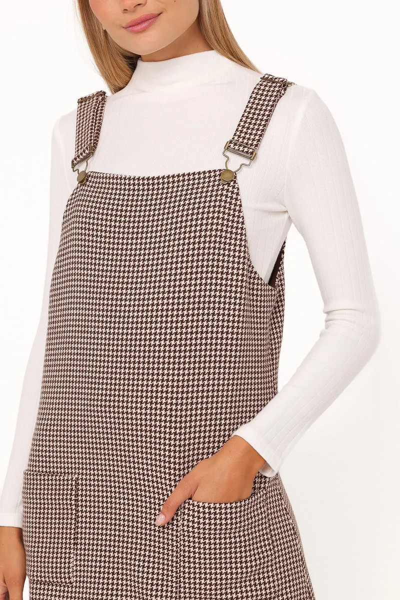 Vestido Curto Noah Overall Marrom Houndstooth - foto 3