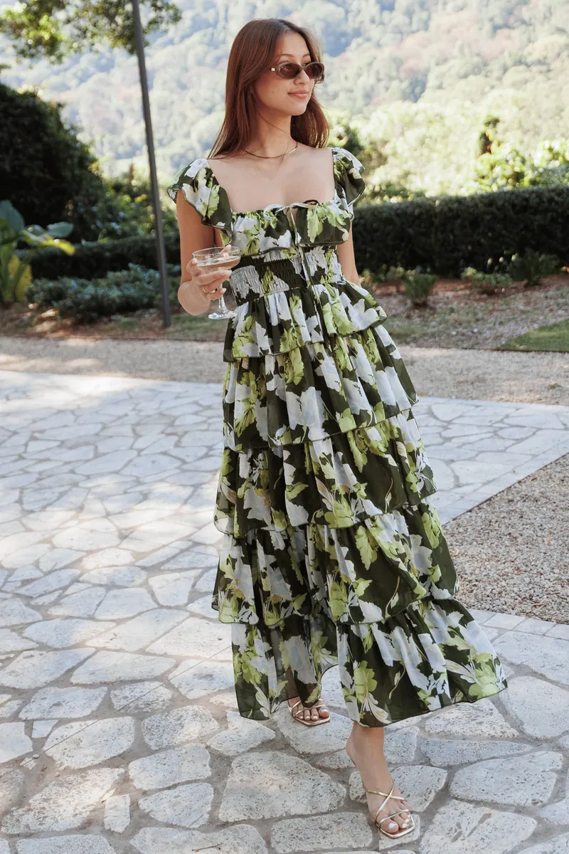 Vestido Longo Belle Verde Floral - foto 1