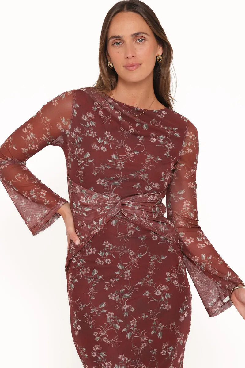 Vestido Manga Longa Nash Rust Floral - foto 2